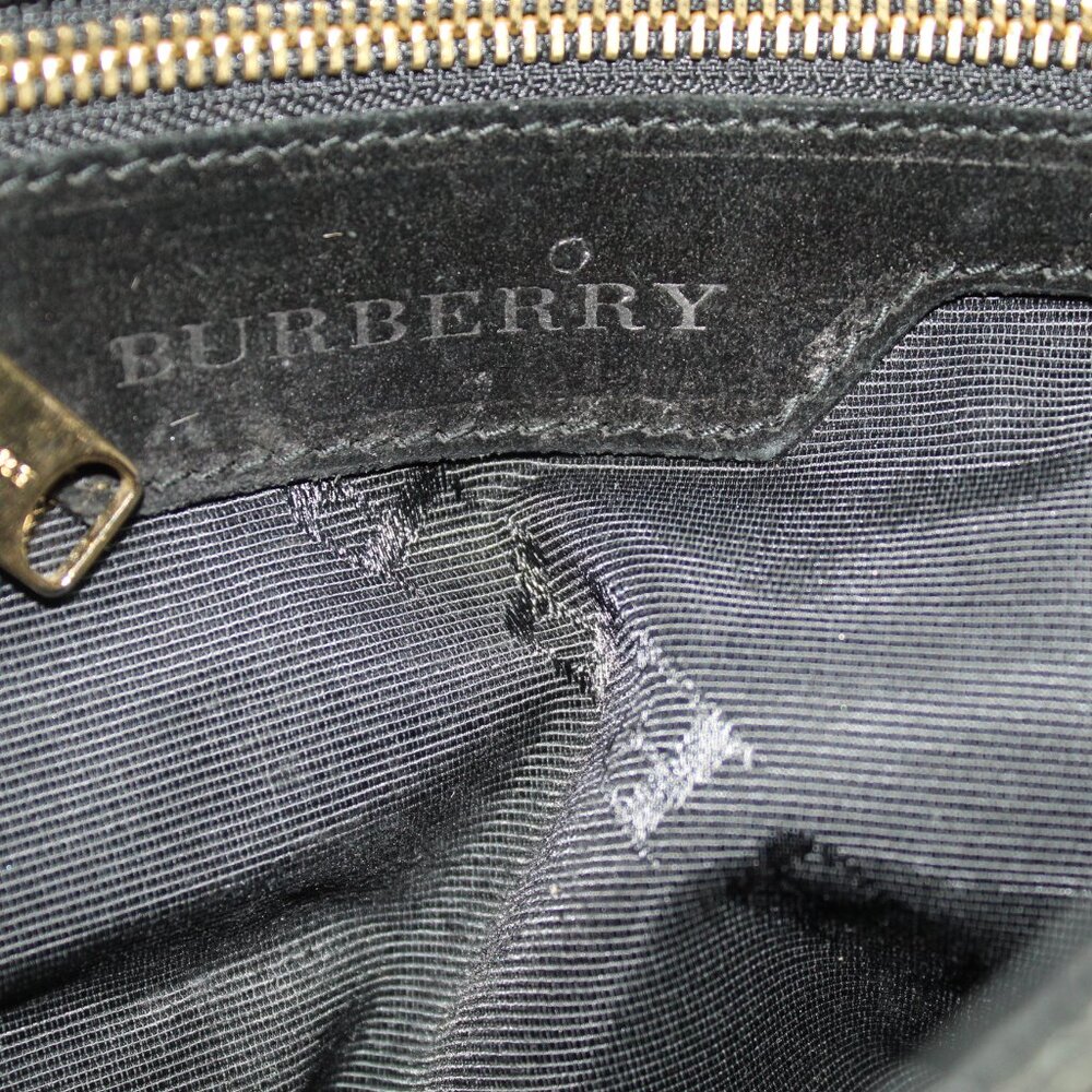 Authentic Vintage Burberry 100% Calf Leather Metallic Silver Crossbody Purse - Picture 7 of 16